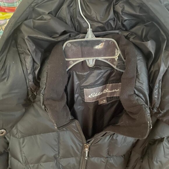 Eddie Bauer Puffer Down Hooded Black Parka - Women's Medium - Picture 4 of 7